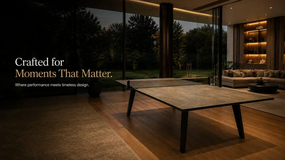 Luxury table tennis set for premium game room atmosphere.