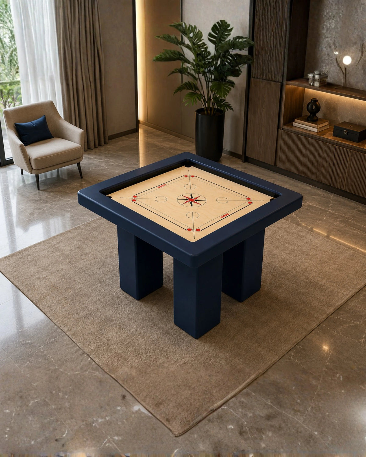 Azure Carrom Table in a room setting