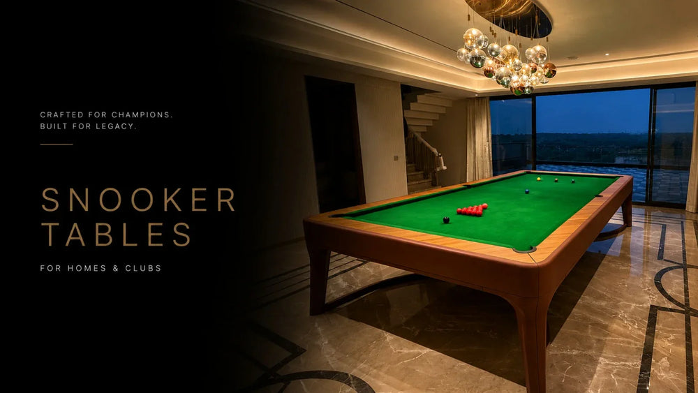 Premium snooker table cover image for luxury homes and clubs with modern interiors, warm lighting, and elegant green cloth.
