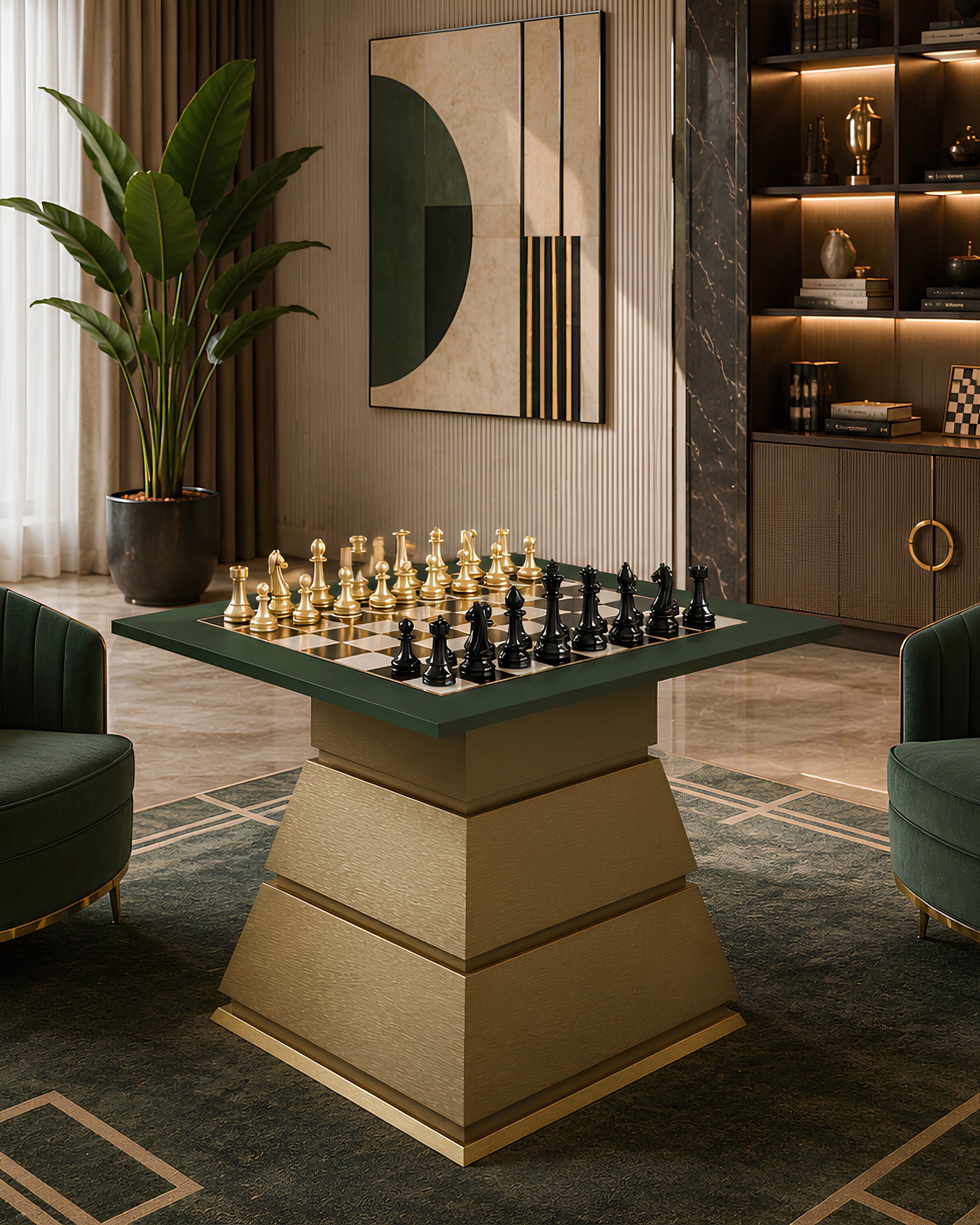 Arbiter Chess Table in a room setting