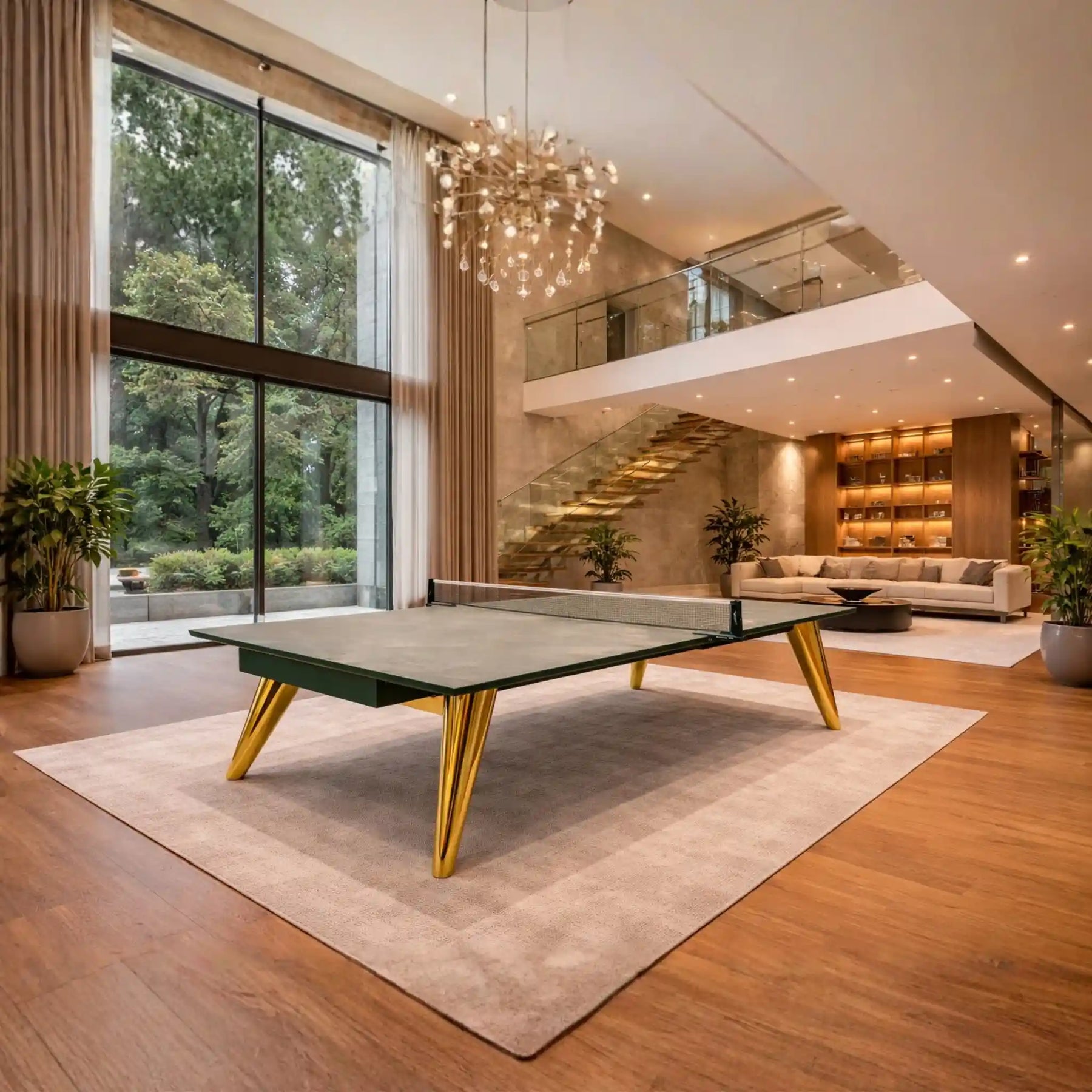 Pietra Oro Tennis Table in a room setting