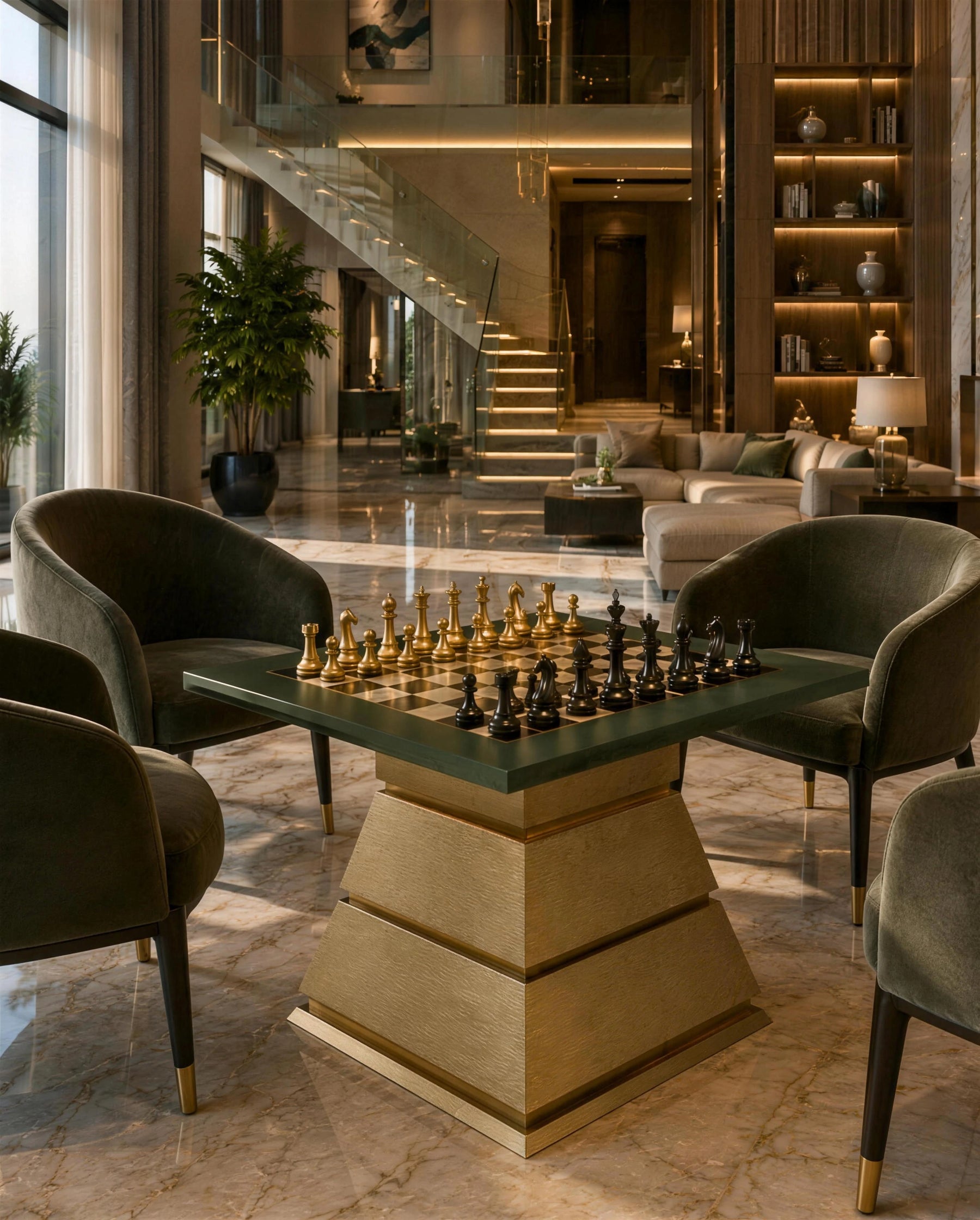Arbiter Chess Table in a room setting