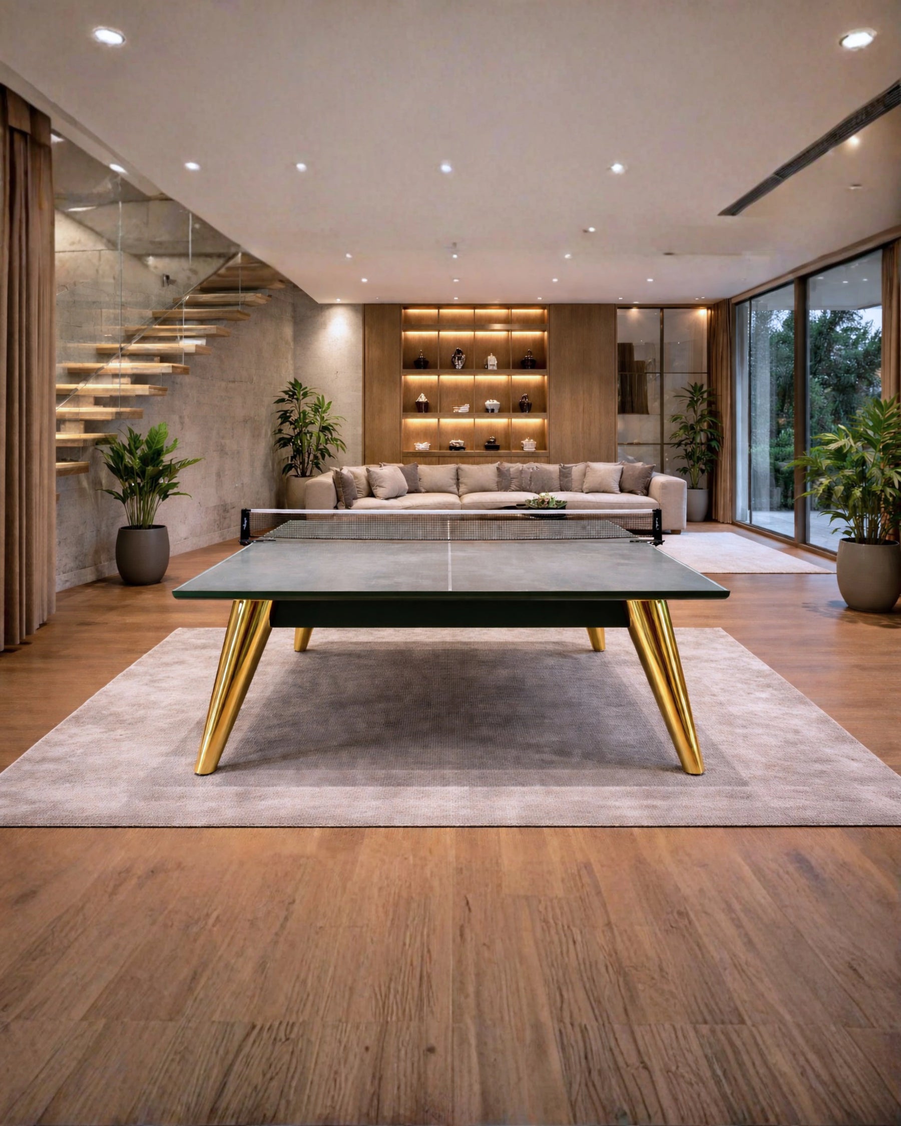 Pietra Oro Tennis Table in a room setting
