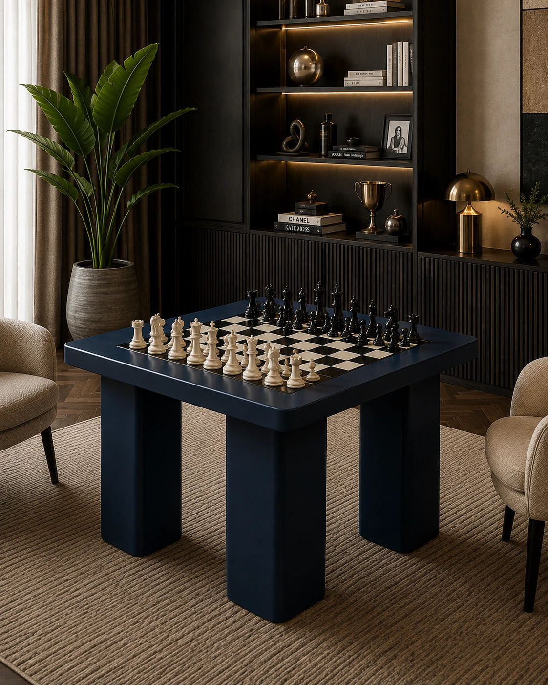 Azure Chess Table in a room setting