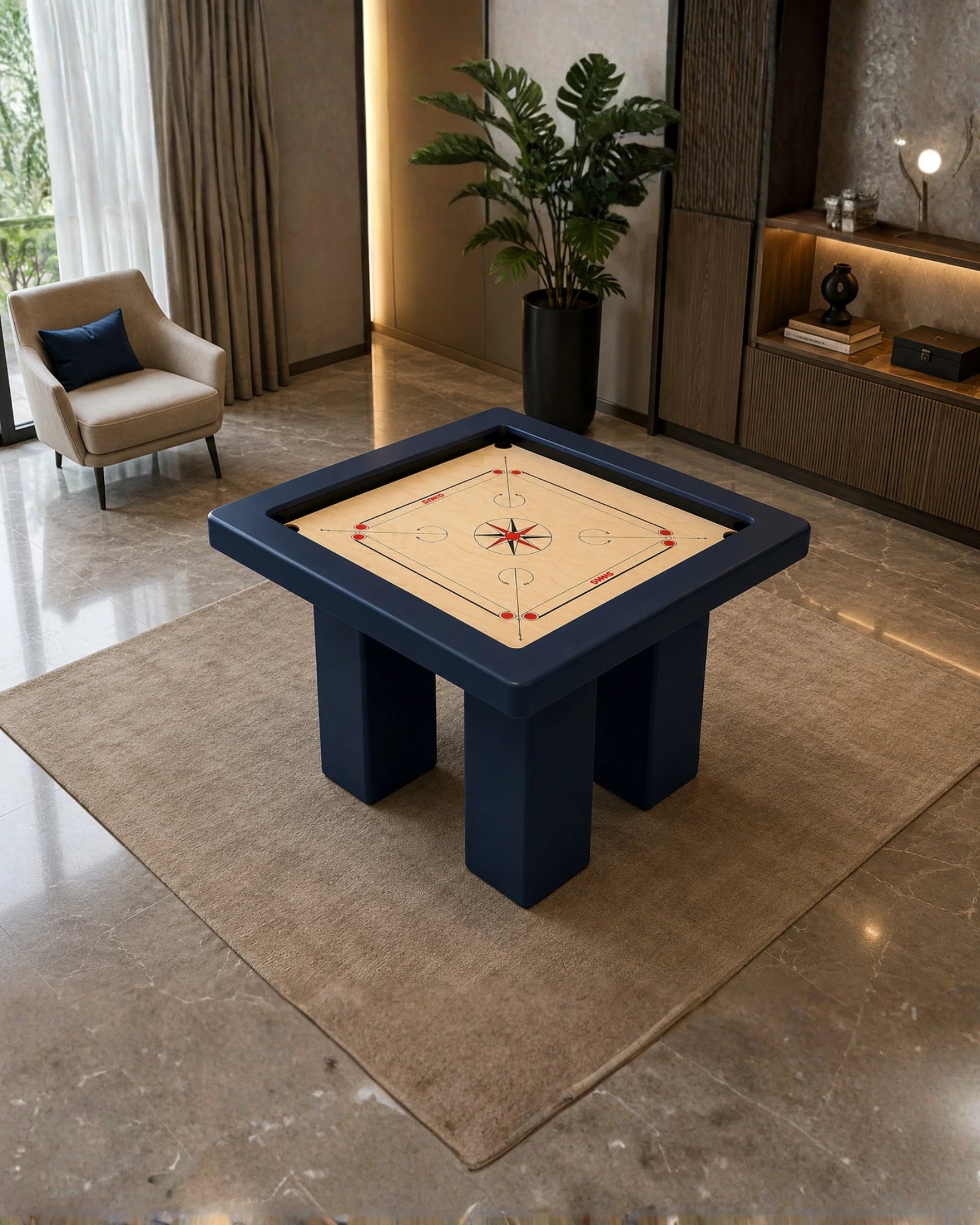 Azure Carrom Table in a room setting