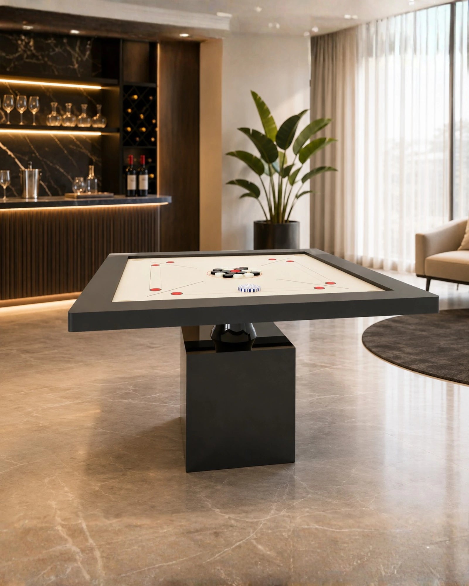 MaiTai Carrom Table in a room setting