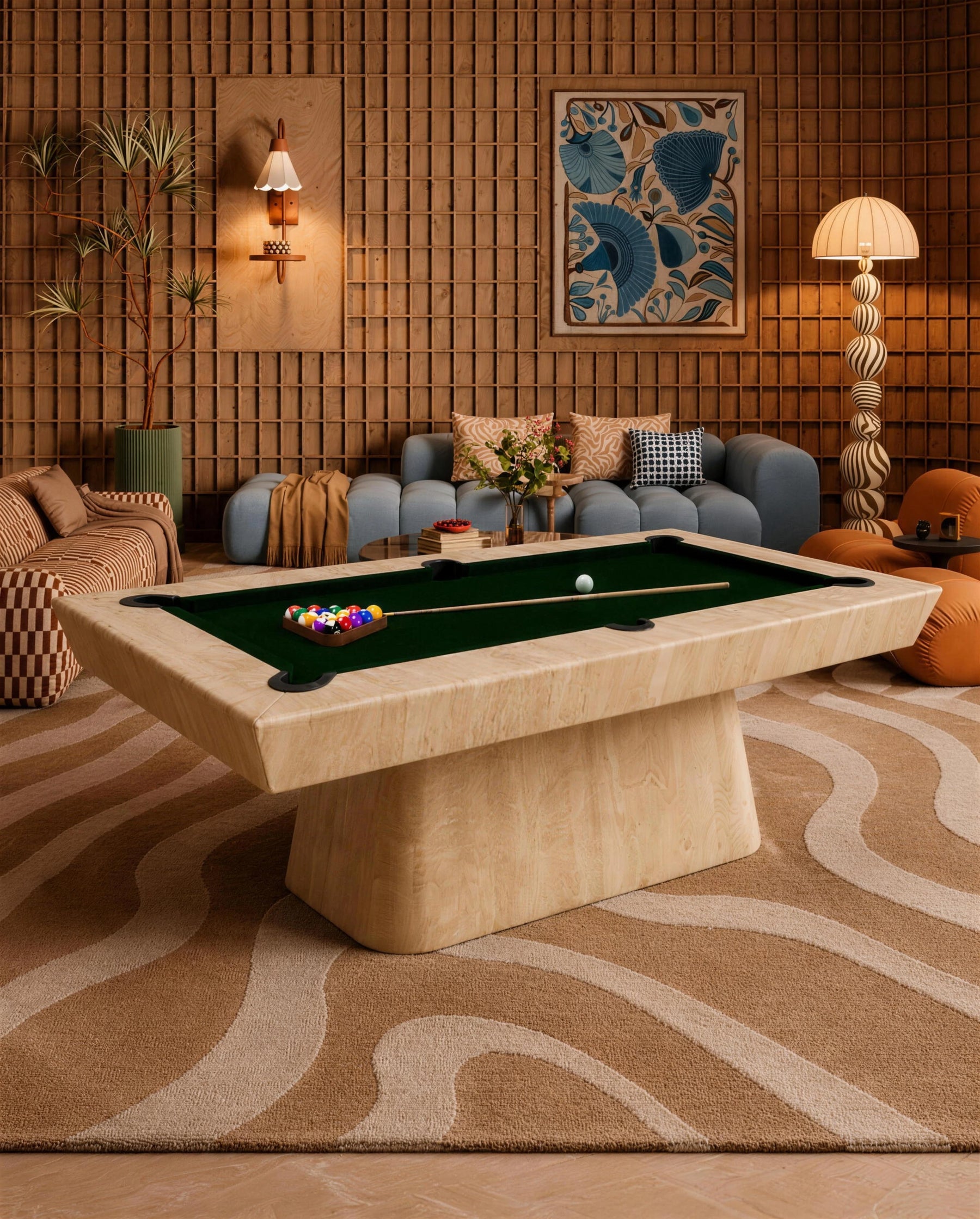 Travertino Pool Table in a room setting